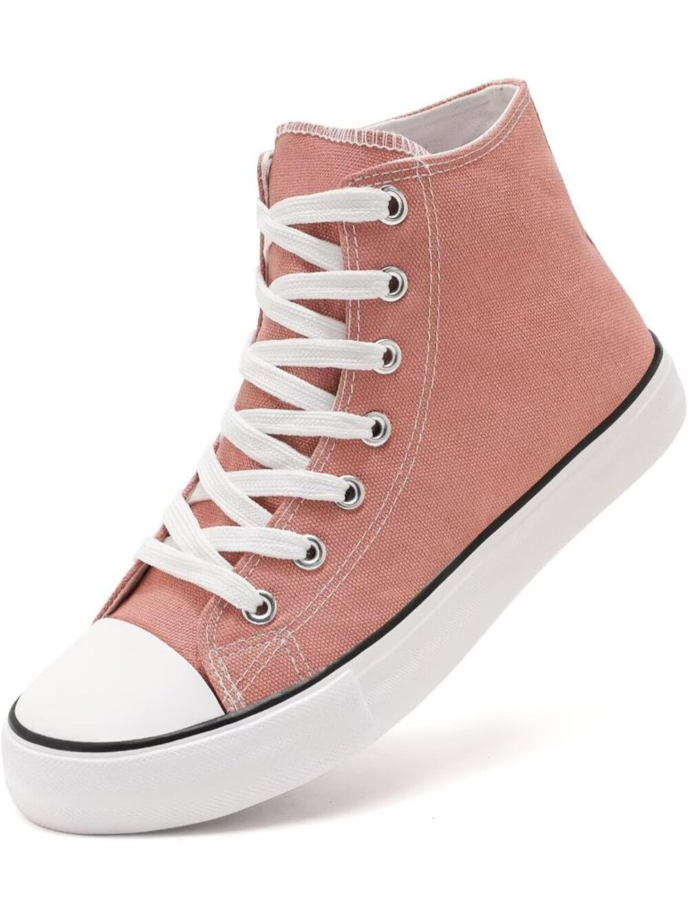Women's Red High Top Canvas Breathable Comfortable Lace Up Casual Sneakers